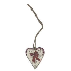 Heart Christmas Tree 2 1/8" Ornament Handcrafted Retro Red Bow Design Ukraine